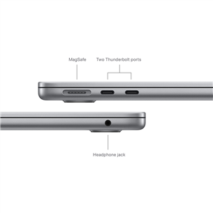 Apple MacBook Air 13'' (2024), M3 8C/10C, 8 GB, 512 GB, RUS, melna - Portatīvais dators