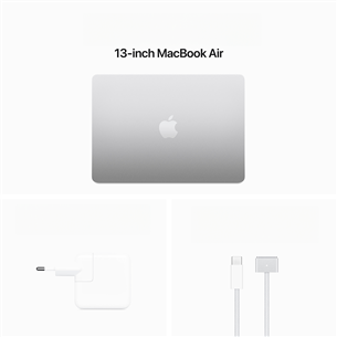 Apple MacBook Air 13'' (2024), M3 8C/8C, 8 GB, 256 GB, SWE, sudraba - Portatīvais dators
