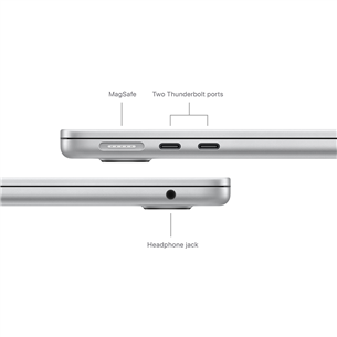 Apple MacBook Air 13'' (2024), M3 8C/10C, 8 GB, 512 GB, RUS, sudraba - Portatīvais dators