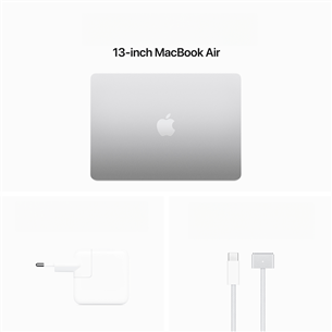 Apple MacBook Air 13'' (2024), M3 8C/10C, 8 ГБ, 512 ГБ, RUS, серебристый - Ноутбук