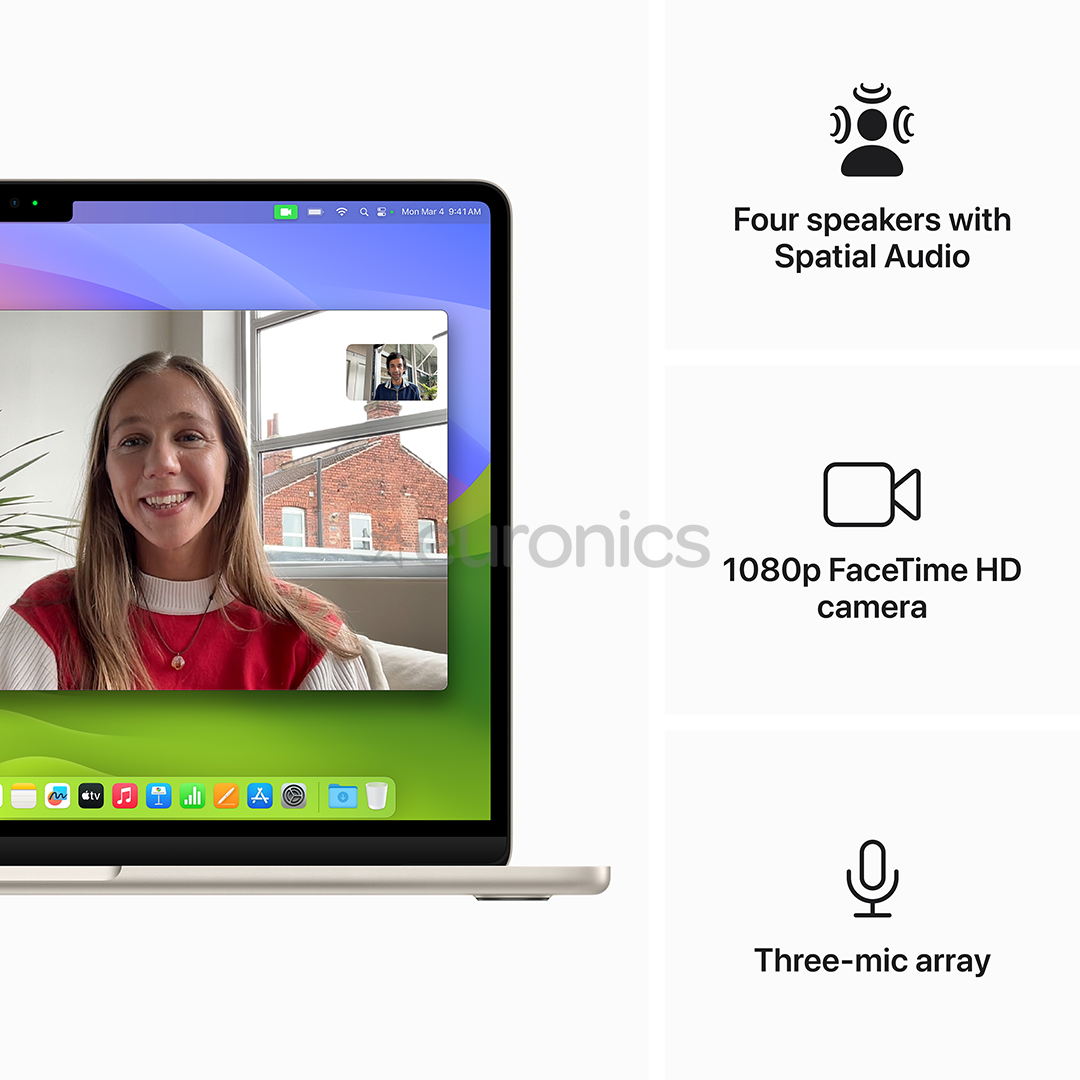 Apple MacBook Air 13'' (2024), M3 8C/8C, 8 ГБ, 256 ГБ, RUS, золотистый - Ноутбук