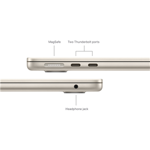 Apple MacBook Air 13'' (2024), M3 8C/10C, 8 GB, 512 GB, RUS, zelta - Portatīvais dators