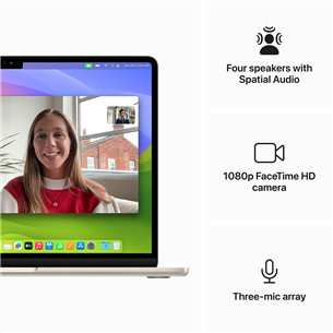 Apple MacBook Air 13'' (2024), M3 8C/10C, 8 GB, 512 GB, ENG, zelta - Portatīvais dators