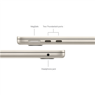 Apple MacBook Air 13'' (2024), M3 8C/10C, 8 GB, 512 GB, ENG, zelta - Portatīvais dators