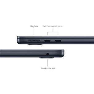 Apple MacBook Air 13'' (2024), M3 8C/10C, 8 GB, 512 GB, ENG, melna - Portatīvais dators