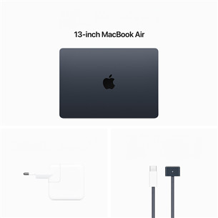 Apple MacBook Air 13'' (2024), M3 8C/10C, 8 GB, 512 GB, ENG, melna - Portatīvais dators