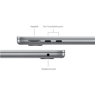 Apple MacBook Air 13'' (2024), M3 8C/10C, 16 GB, 512 GB, SWE, pelēka - Portatīvais dators