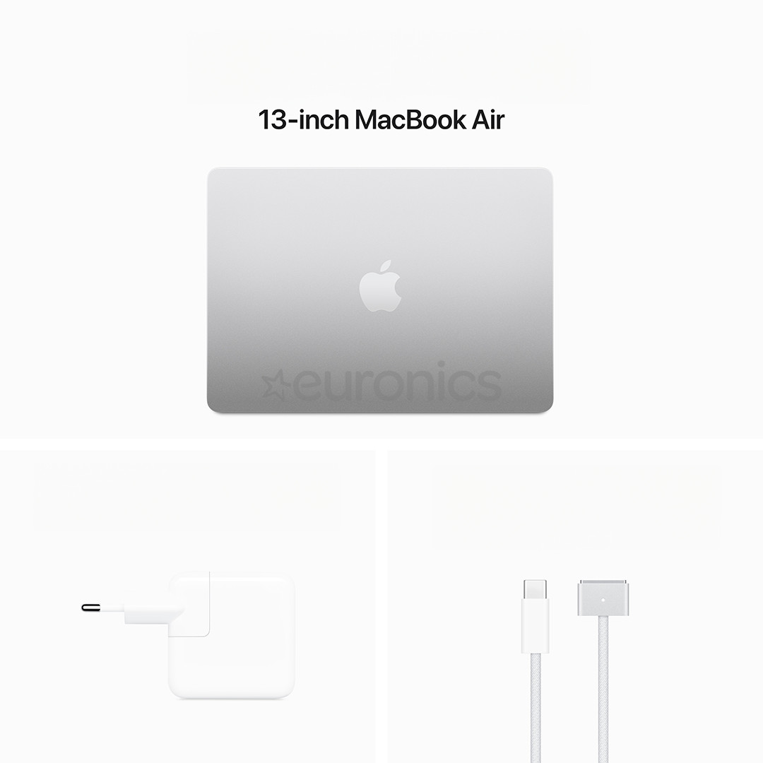 Apple MacBook Air 13'' (2024), M3 8C/10C, 16 GB, 512 GB, RUS, sudraba - Portatīvais dators