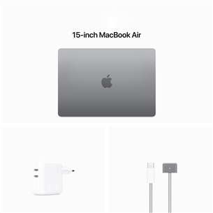 Apple MacBook Air 15'' (2024), M3 8C/10C, 8 GB, 256 GB, SWE, pelēka - Portatīvais dators