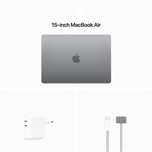Apple MacBook Air 15'' (2024), M3 8C/10C, 8 GB, 256 GB, RUS, pelēka - Portatīvais dators
