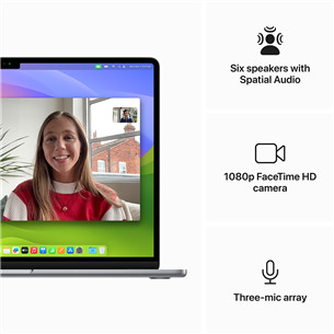 Apple MacBook Air 15'' (2024), M3 8C/10C, 8 GB, 512 GB, SWE, pelēka - Portatīvais dators