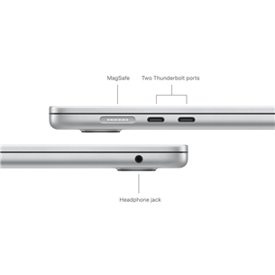 Apple MacBook Air 15'' (2024), M3 8C/10C, 8 GB, 256 GB, SWE, sudraba - Portatīvais dators