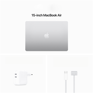 Apple MacBook Air 15'' (2024), M3 8C/10C, 8 GB, 256 GB, SWE, sudraba - Portatīvais dators