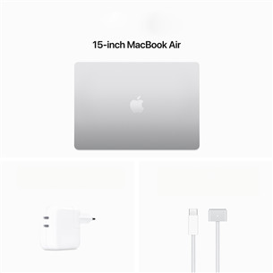 Apple MacBook Air 15'' (2024), M3 8C/10C, 8 GB, 512 GB, RUS, sudraba - Portatīvais dators