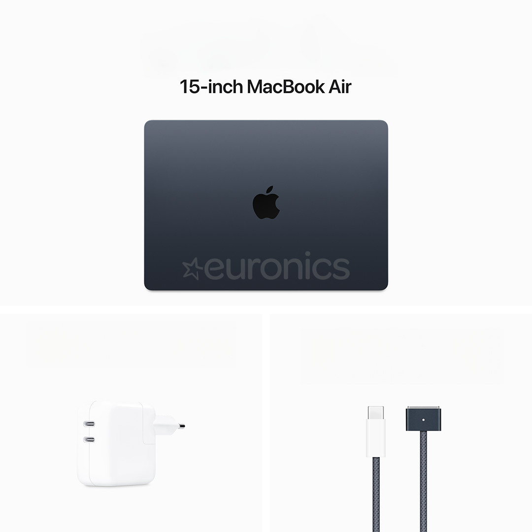 Apple MacBook Air 15'' (2024), M3 8C/10C, 8 GB, 256 GB, RUS, melna - Portatīvais dators