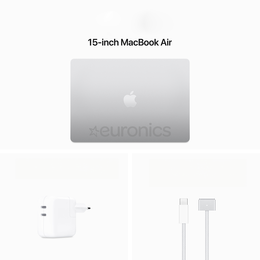 Apple MacBook Air 15'' (2024), M3 8C/10C, 16 GB, 512 GB, ENG, sudraba - Portatīvais dators