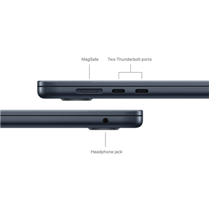 Apple MacBook Air 15'' (2024), M3 8C/10C, 16 ГБ, 512 ГБ, ENG, черный - Ноутбук
