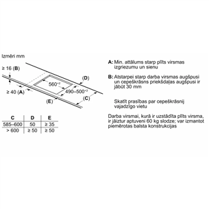 Bosch, Series 6, platums 60 cm, bez rāmja, melna - Iebūvējama indukcijas plīts virsma
