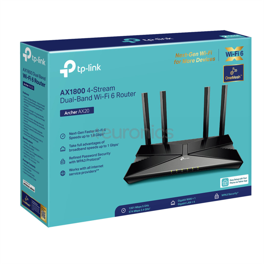 TP-Link Archer AX1800, WiFi 6, черный - WiFi-роутер