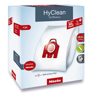 Miele, XL-Pack Hy Clean F/J/M + HEPA AirClean Filter, 8 pcs - Dust bags