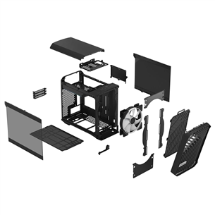 Fractal Design Torrent Nano, RGB, rūdīts stikls, gaišs tonis, melna - Datora korpuss