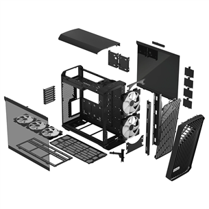 Fractal Design Torrent, rūdīts stikls, viegli tonēts, melna - Datora korpuss