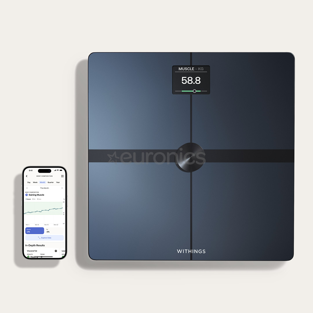 Withings Body Smart, melna - Diagnostiskie elektroniskie svari