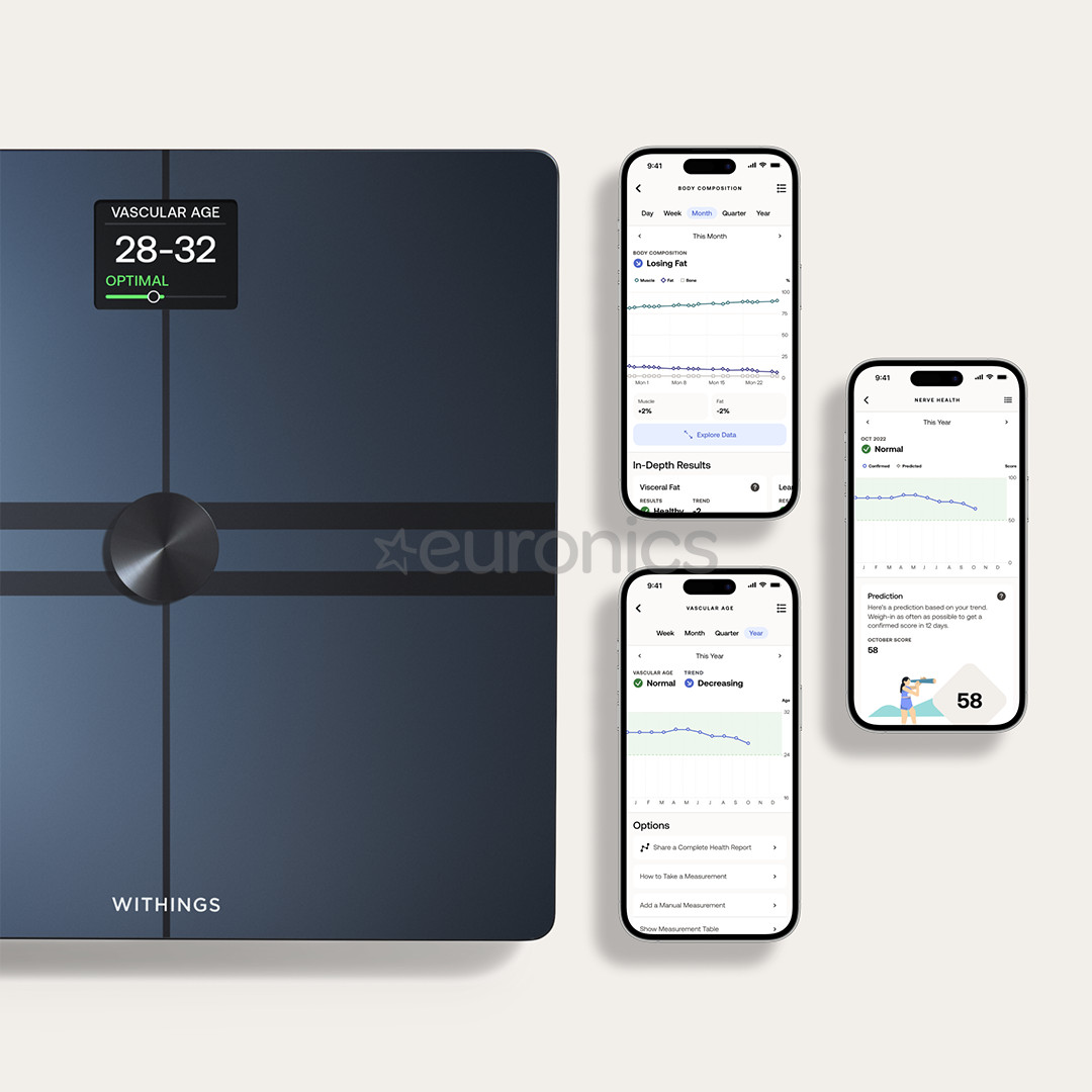 Withings Body Comp, melna - Diagnostiskie elektroniskie svari