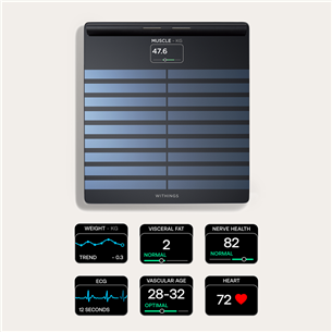 Withings Body Scan, melna - Diagnostiskie elektroniskie svari