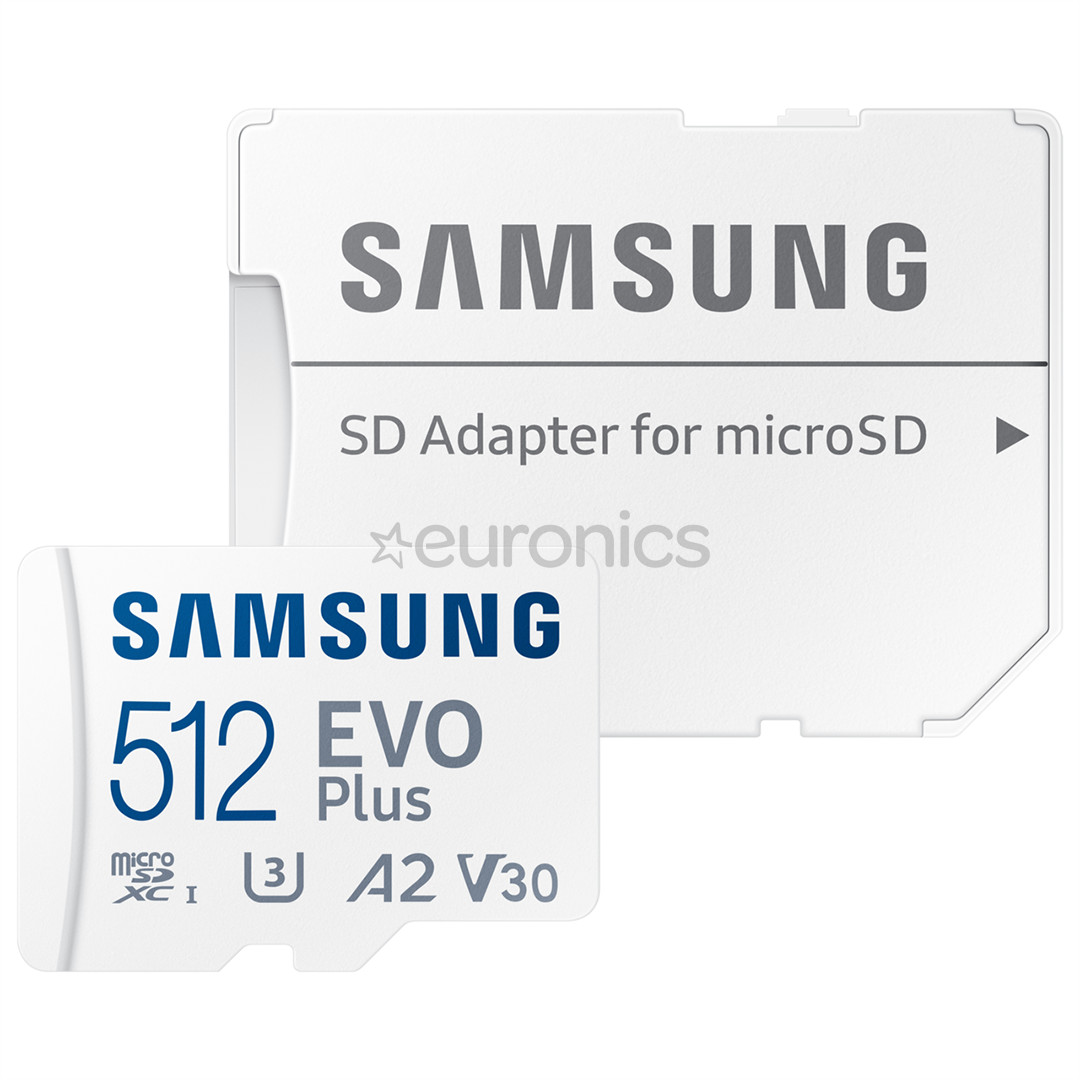 Samsung EVO Plus, microSDXC, 512 GB, white - Memory Card and Adapter