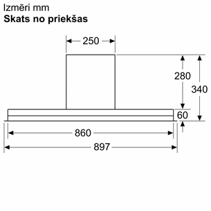 Bosch, Series 6, 749 m³/h, width 90 cm, black - Built-in cooker hood