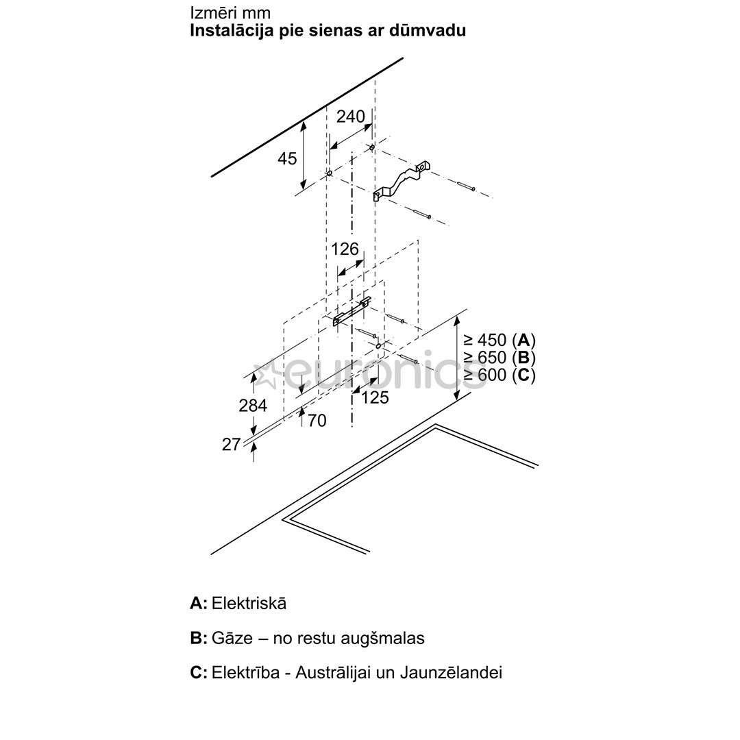 Bosch, Series 4, 768 m³/h, platums 60 cm, melna - Tvaika nosūcējs