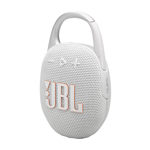 JBL Clip 5, balta - Portatīvais bezvadu skaļrunis JBLCLIP5WHT