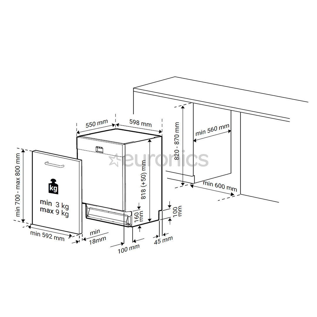 Beko, 15 komplekti, platums 59.8 cm - Iebūvējama trauku mazgājamā mašīna