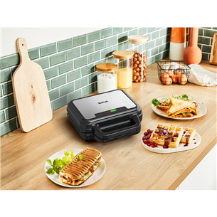 Tefal UltraCompact 3 в 1, серый/черный - Вафельница, контактный тостер и пресс для панини