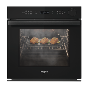 Whirlpool, 73 L, pyrolytic cleaning, black - Built-in oven