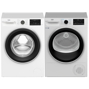 Beko, 8 kg + 8 kg - Washing machine + Clothes dryer B5WFU78418W+B5T68233