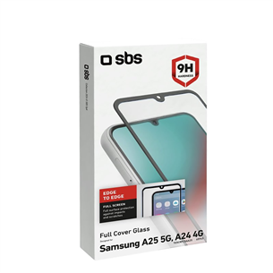 SBS Full Cover Glass Screen Protector, Samsung Galaxy A25/A24 - Ekrāna aizsargs viedtālrunim