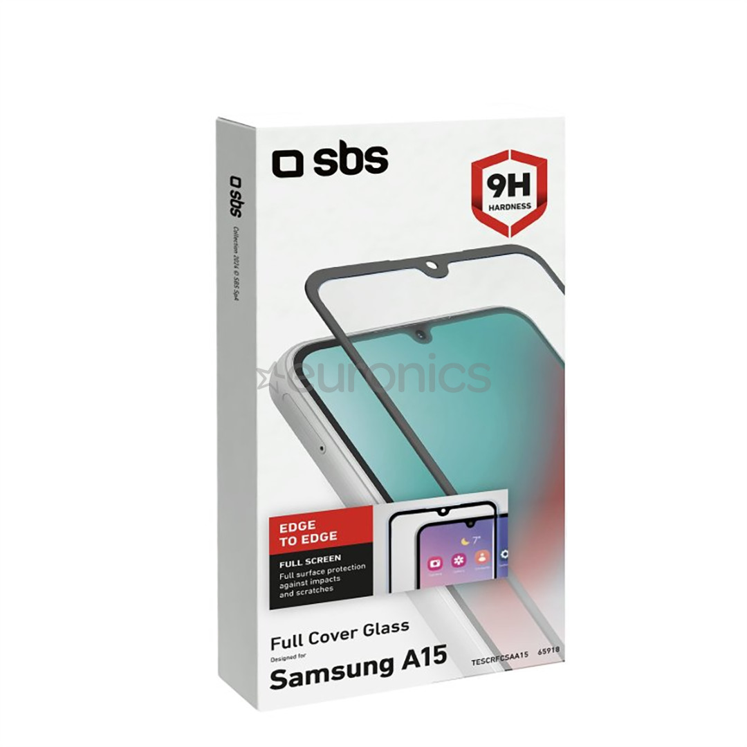SBS Full Cover Glass Screen Protector, Samsung Galaxy A15 - Ekrāna aizsargs viedtālrunim