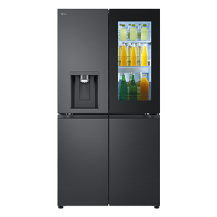 LG, Instaview, 638 л, высота 180 см, черный - SBS-холодильник