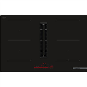 Bosch, Series 6, width 80 cm, frameless, black - Built-in induction hob with cooker hood PVQ811H26E