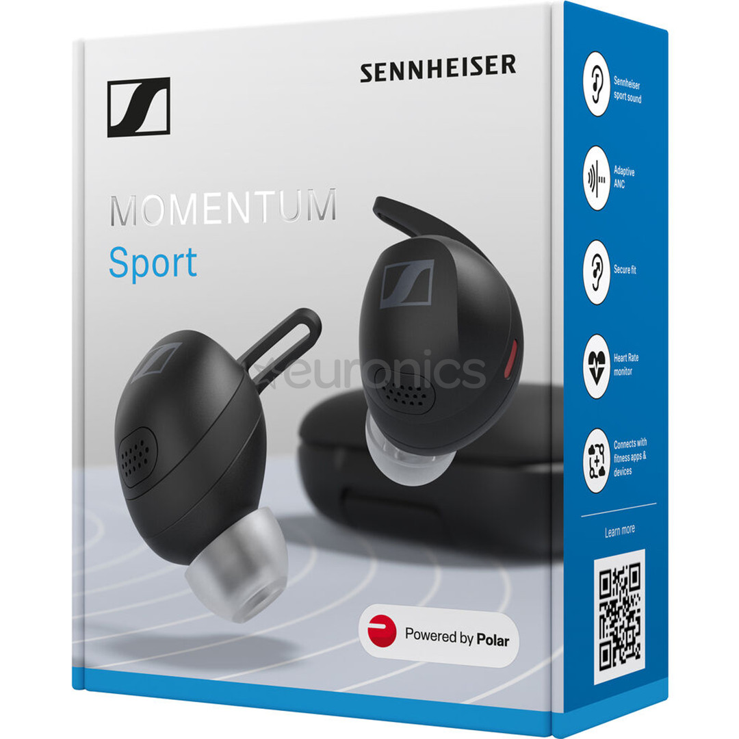 Sennheiser Momentum SPORT True Wireless, melna - Bezvadu austiņas