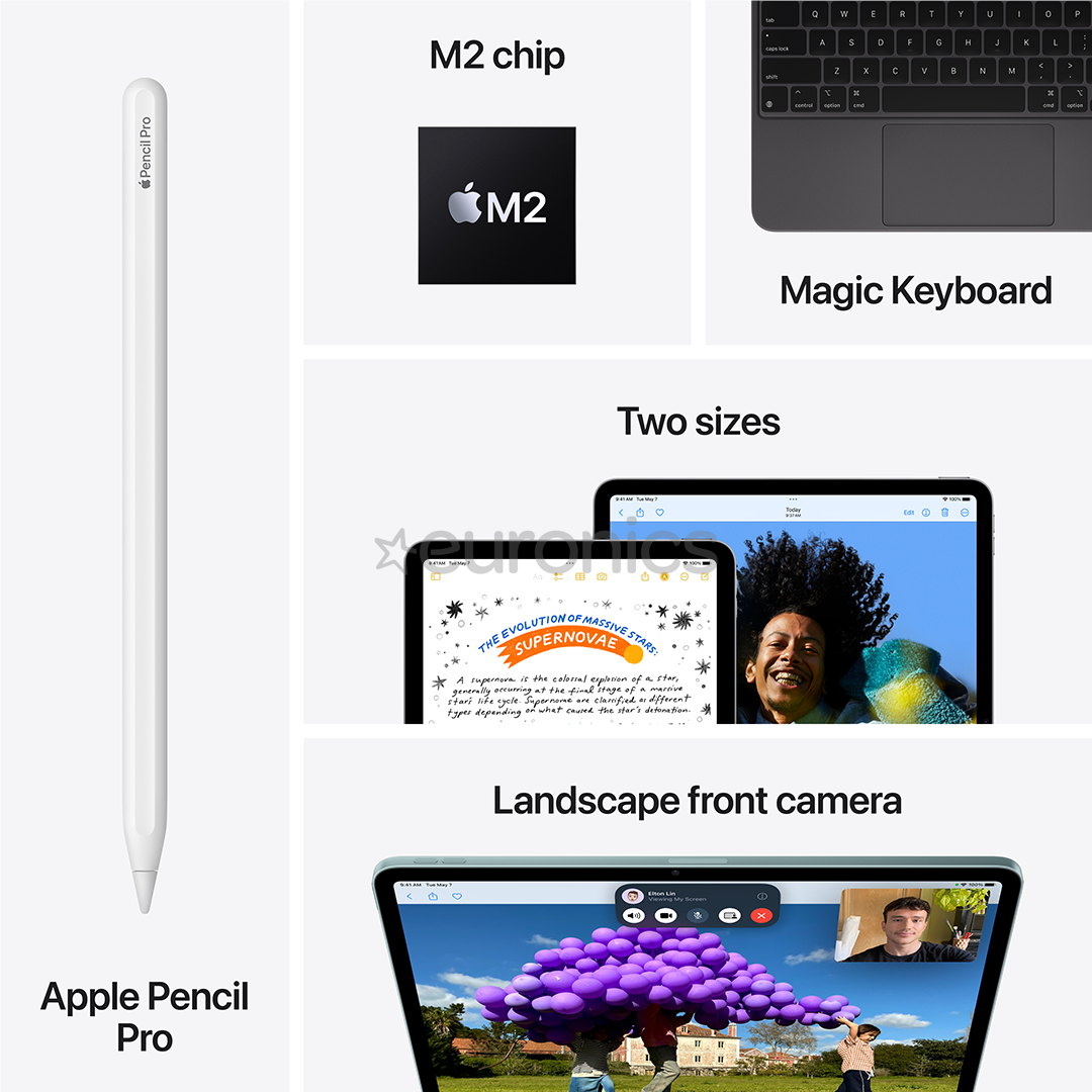 Apple iPad Air 13'' (2024), M2, 256 ГБ, WiFi, синий - Планшет