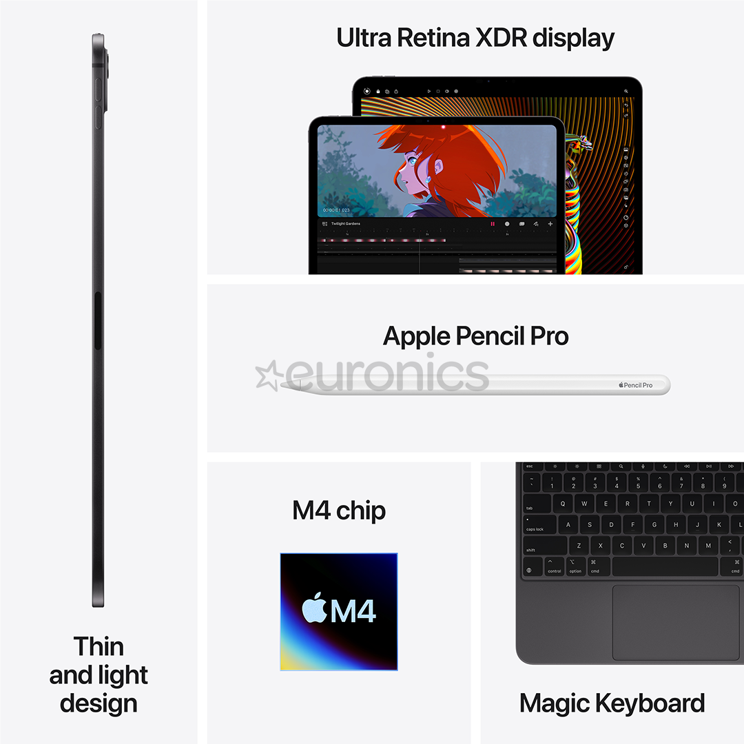Apple iPad Pro 13”, M4 (2024), 512 GB, glancēts, WiFi, sudraba - Planšetdators