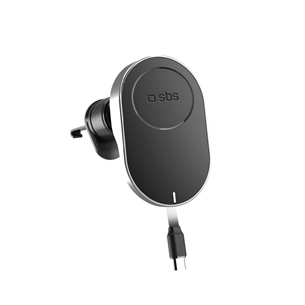 SBS 15W Car Holder, Magsafe, retractable cable, black - Wireless car charger TESUPP15WRETRACABL
