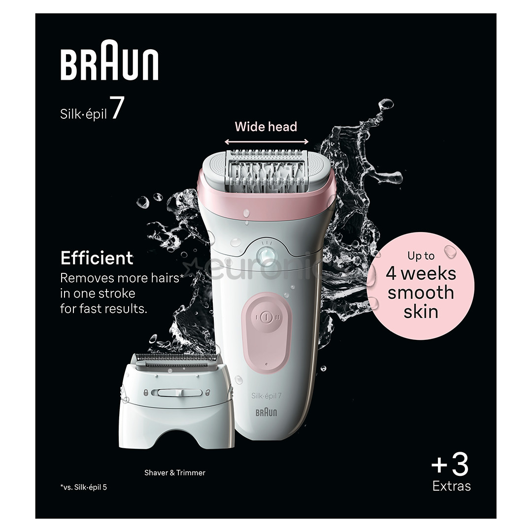 Braun Silk epil 7, balta/rozā - Epilators