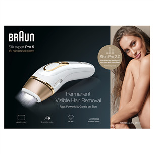 Braun Silk-expert Pro 5, balta/zelta - Fotoepilators