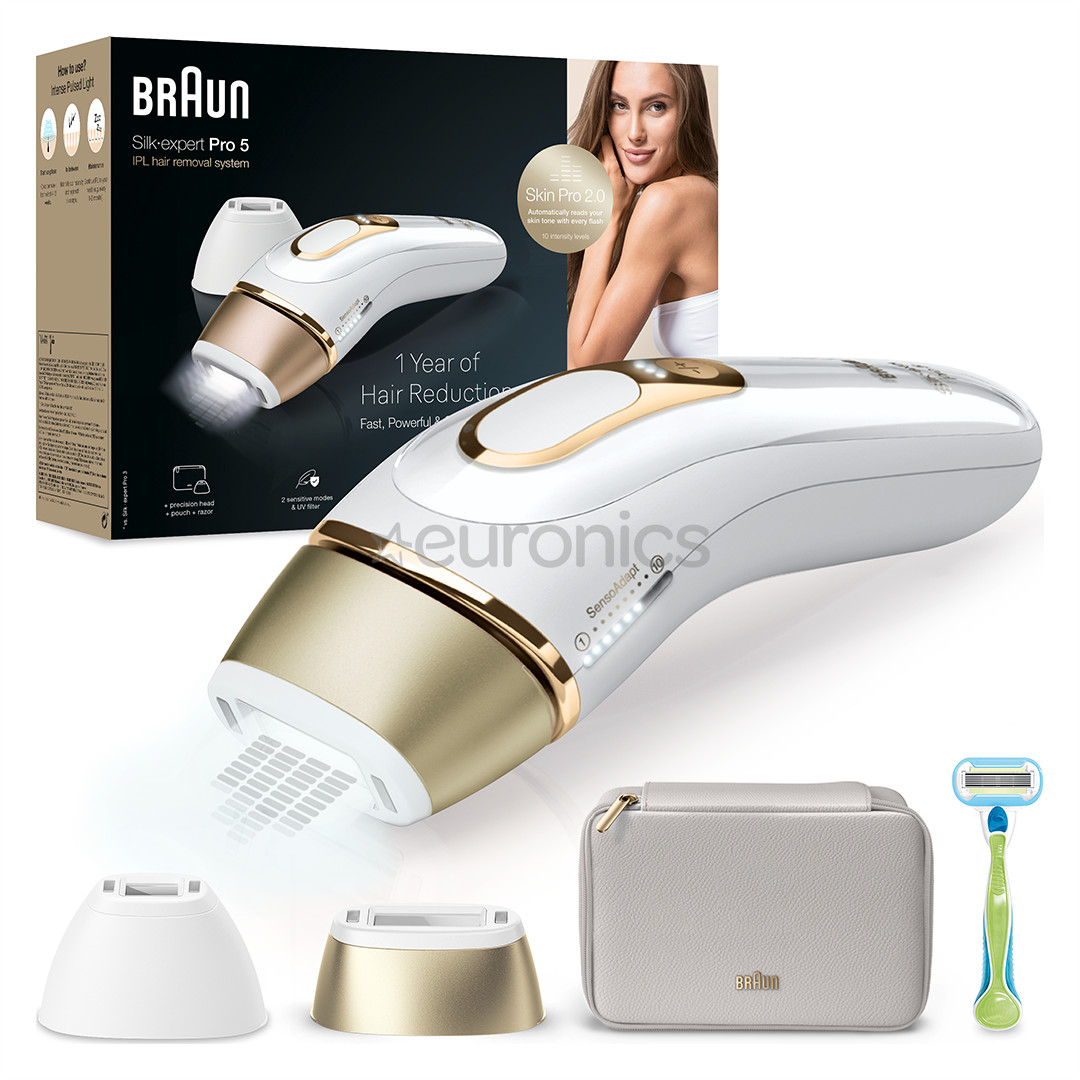 Braun Silk-expert Pro 5, белый/золотистый - Фотоэпилятор IPL