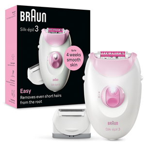 Braun Silk epil 3, balta/rozā - Epilators