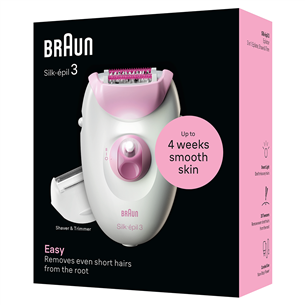 Braun Silk epil 3, balta/rozā - Epilators